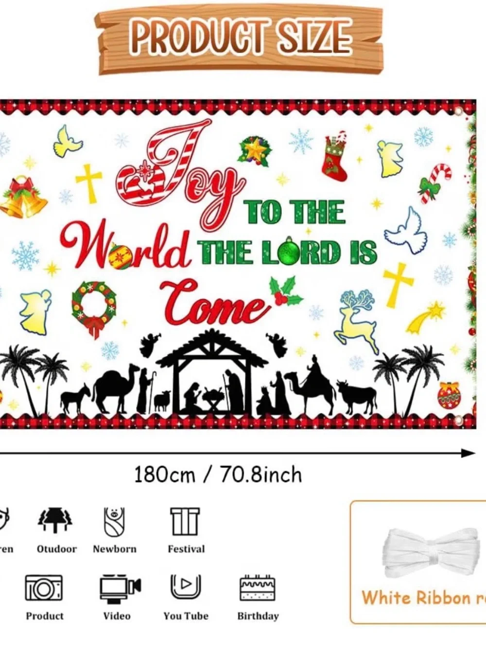 New Holiday 'Joy to the World' Decorative Wall Christmas Photography Backdrop